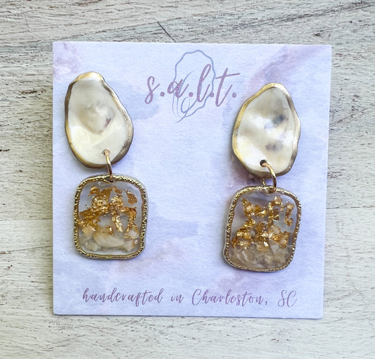 Oyster and Resin Earrings