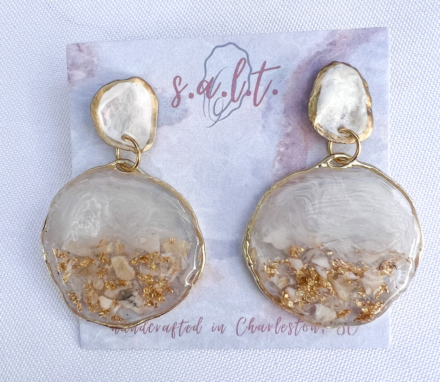 Oyster and Resin Earrings