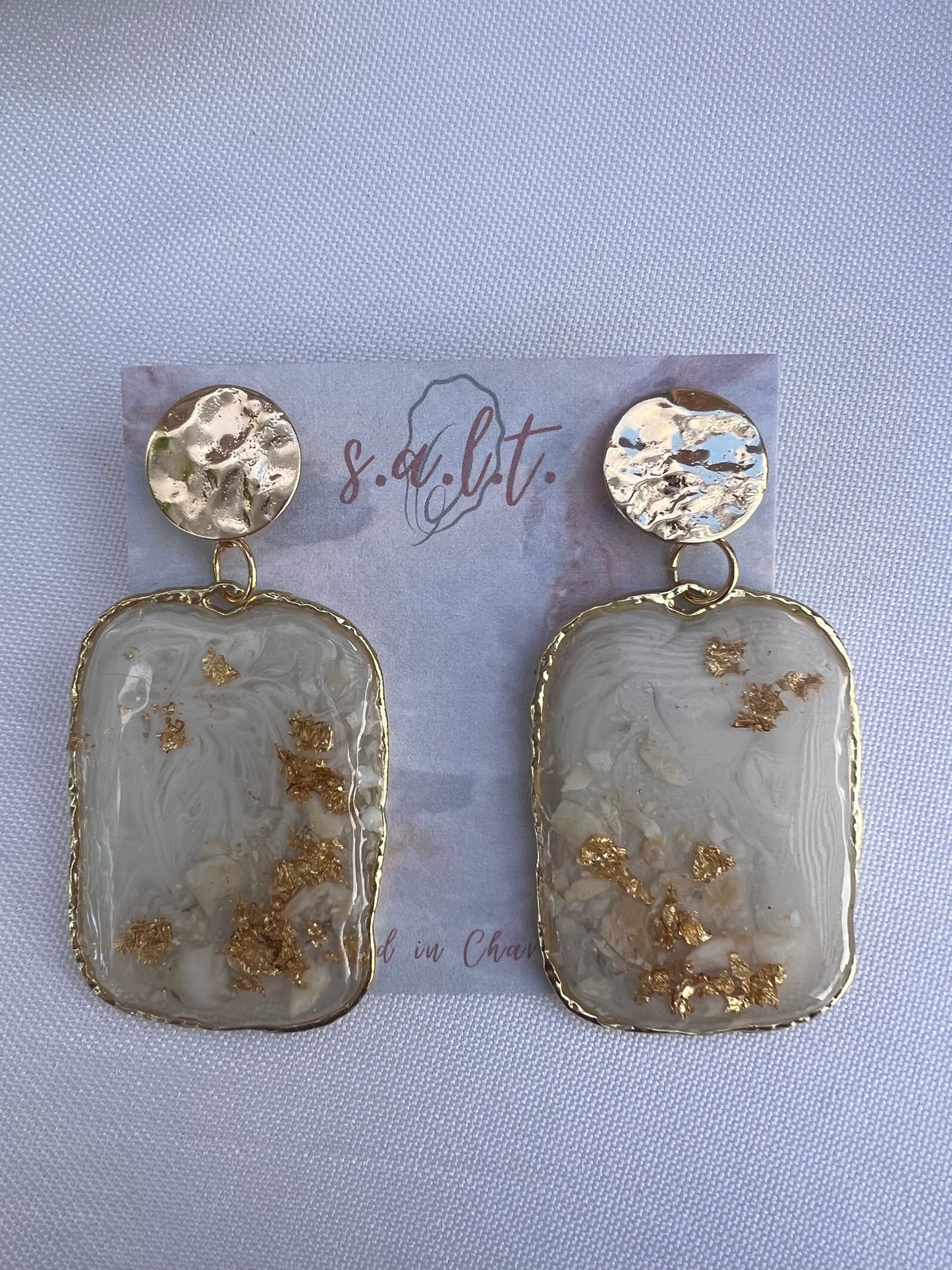 Resin Crushed Oyster Shell Earrings